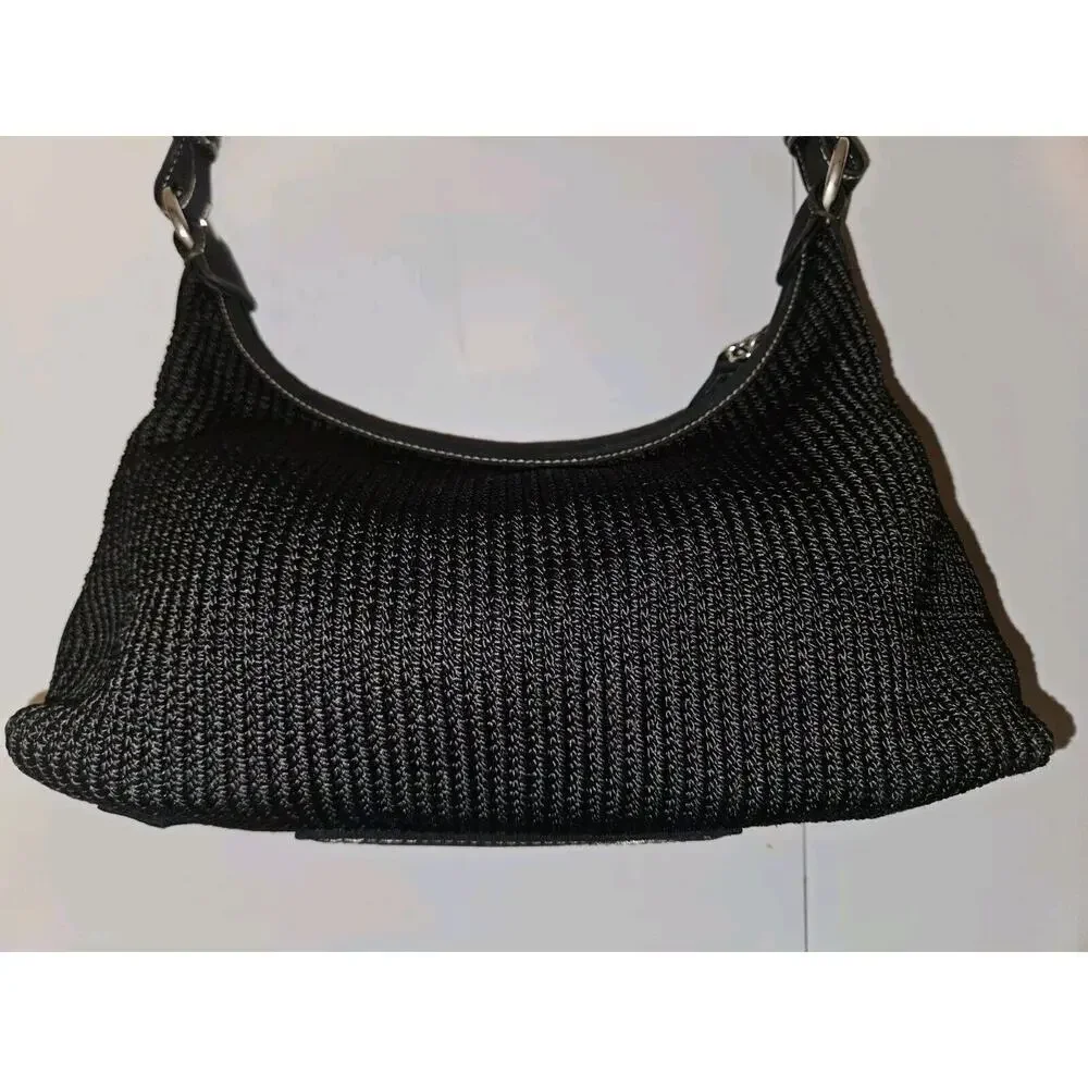 The SAK Black Crochet Purse Bag Zip Closure Interior Pockets